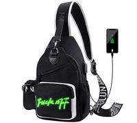 Xinveen Luminous Sling Bag Cross Body Shoulder Backpack Multifunction Chest Bag with USB Charging Port for Men Boys Travel Sports Off