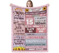 Xinvery 15 Year Old Girl Birthday Gift Blanket - 15th Decorations for Teens, 50"X60"