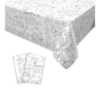 Xinvery 2PCS Easter Tablecloth,Easter Coloring Tablecloth DIY Easter Paper Table Cover Bunny Chick Egg Color-in Paper Tablecloth for Easter Party Decoration 120 x 180cm