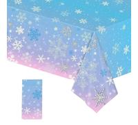 Xinvery Blue Purple Party Tablecloth,Snowflakes Table Covers Christmas Party Tablecloth Plastic Winter Tablecloths for Christmas Holiday New Year Party Decoration 137 x 274cm