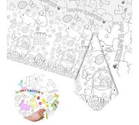 Xinvery Easter Tablecloth,Easter Coloring Tablecloth DIY Easter Paper Table Cover Bunny Chick Egg Color-in Paper Tablecloth for Easter Party Decoration 120 x 180cm