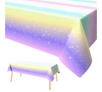 Xinvery Rainbow Table Covers, Rainbow Party Tablecloth Plastic Rectangular Tablecloths Pastel Birthday Baby Shower Party Decoration 137 x 274cm