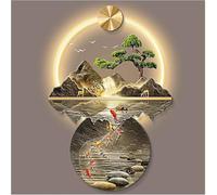XINWEIOZ Wall Sculptures Wall Hanging Art With Led Light, Wall Sculptures Painting for Entrance Hallway,Oriental Decor Traditional Chinese Wall Hanging Painting,80 * 120CM
