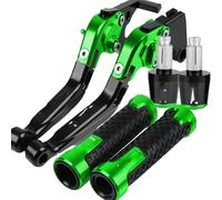 XINWELZ Clutch Levers Compatible with for ZX10R 2004 2005 Motorcycle Brake Handle Lever Adjustable Handlebar Grips Motorbike CNC Clutch Brake Levers(Black-Green)