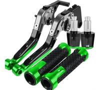 XINWELZ Clutch Levers Compatible with for ZX10R 2004 2005 Motorcycle Brake Handle Lever Adjustable Handlebar Grips Motorbike CNC Clutch Brake Levers(Silver-Green)