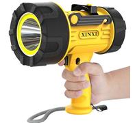 XINXI 100000 Lumens Rechargeable Spotlight with COB Light, 6 Light Modes and USB Charger for Hiking, Boating, Hunting, IP67 Waterproof Handheld Flashlight with red Filter(Yellow)