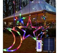 XINXIANLIAN 138 LED Ramadan Decorations Lights, Solar Moon Star Lights for Outdoor Waterproof, Solar Powered String Lights with 8 Modes, Ramadan Hanging Decor for Indoor, Home, Patio (Multi-Colored)