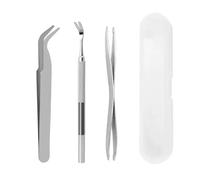 XINXINGDINGSHENG 3 PCS Tick Remover Tools for Pets, Stainless Steel Tick Remover Set, Professional Complete Removal Tool Kit with Tweezers, Shovel & Plastic Box for Cats, Dogs, Humans (1Pcs Silver)