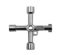 XINXINGDINGSHENG 4-Way Panel Key, Stainless Steel Square Utility Cross Key Wrench, Multifunctional for Elevator, Control Cabinet, Gas Meter, Valve, Electric Box Opening (Silver)