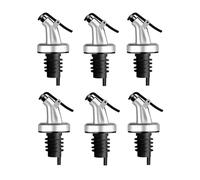XINXINGDINGSHENG 6 PCS Oil Pourer Spouts, Olive Oil Bottle Stopper Dispenser with Cap,Curved Leakproof Drinks Bottle Pourers for Oil, Vinegar, Soy Sauce, Wine, Spirits Bottle (6Pcs Silver)