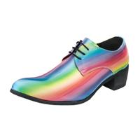 XINXINIO Men's Rainbow Gradient Pointed Toe Lace Up Shoes: Colourful Casual Comfortable PU