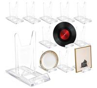 Xinxinphi 12 Pcs Acrylic Plate Stands, 6 x 11 x 11.5 cm Display Stand, Adjustable Plates Holder, Multifunctional Holders, Clear Plastic Easel, for Photos, Place Cards, Phones, Books & Pictures