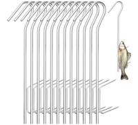 Xinxinphi 12 Pieces Butcher Hooks, 21cm 8Inch Stainless Steel Smoking Hooks, Heavy Duty Hanging Drying Meat Hook, Meat Processing Butchering Hook for Grilling, Beef, Rib, Barbecue & Fish (Silver)