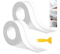 Xinxinphi 2 Rolls 5MX5CM Bath Sealant Strip with Sealing Tool, Self Adhesive Caulk Strips, Strong Sticky Simple Seal Tape, Waterproof Wall Corner for Kitchen, Sink, Bathtub, Toilet, Shower & Bathroom