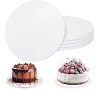 Xinxinphi 5Pcs 12mm Thick Round Cake Board, 12 Inches Corrugated Cardboard Cakes Plate, Reusable White Cake Drum for Sponges/Fruit Cakes, Baking Supplies for Decorating Birthday Party, Wedding