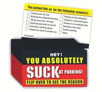 xinxinyu Bad Parking Cards - 50Pcs You Absolutely Suck At Parking Cards -Funny Parking Violation Tickets with Multi Violation Reasons (Red)