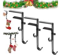 xinxinyu Christmas Fireplace Stocking Garland Hanger, Adjustable Heavy Duty Christmas Mantle Hanger with Dual Hooks, 2 Hooks Stocking Holders for Home Party Decoration Xmas Garland Decorations (3PC)