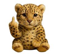 xinxinyu Funny Soft Middle Finger Plush Animals, 2025 New Cute Middle Finger Plush Highland Cow, Humorous Animal Desktop Decorative Ornaments, Unique Gag Gifts for Home Office Decor (Leopard)