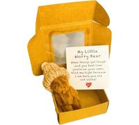 xinxinyu Handmade Mini Plush Teddy Bear in Box, Plush Bears with Inspirational Card, Little Pocket Bear Hug Mini Stuffed Worry Bear Fluffie Stuffies Animal Bears Cute Doll Decoration Gifts (Coffee)