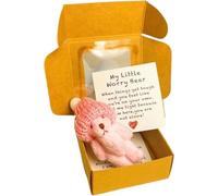 xinxinyu Handmade Mini Plush Teddy Bear in Box, Plush Bears with Inspirational Card, Little Pocket Bear Hug Mini Stuffed Worry Bear Fluffie Stuffies Animal Bears Cute Doll Decoration Gifts (Pink)