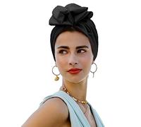 xinxinyu Women's Fashion Head Scarf Head Wrap Cap Hair Scarf, Head Scarf For Women UK French Retro Turban For Women Flower Set Head Cap Head Scarves (Black)