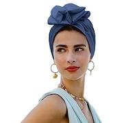 xinxinyu Women's Fashion Head Scarf Head Wrap Cap Hair Scarf, Head Scarf For Women UK French Retro Turban For Women Flower Set Head Cap Head Scarves (Navy)