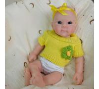 XinXinYuan 12 inch Squishy Solid Silicone Realistic Baby Doll Yellow Sweater Outfit Realistic Newborn Dolls That LookLike Real Life Babies for Children Gift