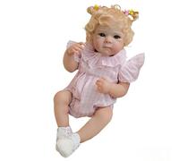 XinXinYuan 18 Inch Rooted Blond Curly Hair Realistic Baby Doll Reborn Baby Dolls Girl Full Body Soft Vinyl Real Life Newborn Toddler Gift Toy with Feeding Accessories for Kids and Women