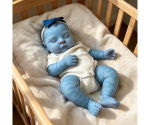 XinXinYuan 20 inch Realistic Avatar Toy Soft Vinyl Avatar Reborn Baby Dolls Glow in The Dark Asleep Newborn Silicone Toddler Play Alien Doll with Feeding Kits Birthday Valentine's Day Gift