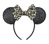 XINXIYAN Mouse Ears Headbands for Women Glitter Sequin Mouse Ears Bow Headband Birthday Party Princess Decoration（Leopard Print）