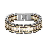 XINXUSP heavy-duty and sturdy men's motorcycle chain, bicycle chain, stainless steel men's bracelet, vacuum plated 14K gold electroplated black in the furnace, 9.45*7.3*2.76, Stainless Steel, no