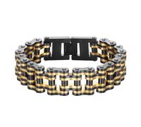XINXUSP heavy-duty and sturdy men's motorcycle chain, bicycle chain, stainless steel men's bracelet, vacuum plated 14K gold electroplated black in the furnace, 9.45*7.3*2.76, Stainless Steel, no