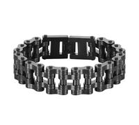 XINXUSP heavy-duty and sturdy men's motorcycle chain, bicycle chain, stainless steel men's bracelet, vacuum plated 14K gold electroplated black in the furnace, 9.45*7.3*2.76, Stainless Steel, no