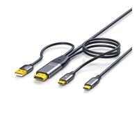 XinYaa HDMI to USB C Cable, 4K@60Hz 3M HDMI to Type C Adapter with USB-C PD Power, Touch-Enabled for Studio Display, B0X, PS5, Nrea-l air, Xrea-l, Rayneo AR Glasses, Touchable Portable Monitor