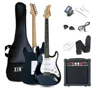 XINYAN 39in Full Size Beginner Electric Guitar Starter Kit w/Case, Strap, 20W Amp, Strings, Pick, Tremolo Bar (Black Guitar)