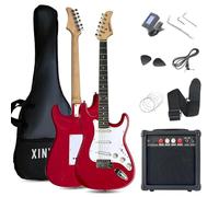 XINYAN 39in Full Size Beginner Electric Guitar Starter Kit w/Case, Strap, 20W Amp, Strings, Pick, Tremolo Bar (Red Guitar)