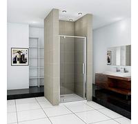 Xinyang 700x1850mm Pivot Shower Enclosure Reversible Screen Panel with 6mm Glass Door Shower Cubicle with 800x700mm Stone Tray Free Waste