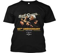 XINYANGDAO Bob Seger 50th Anniversary Shirt for Men Size L Black
