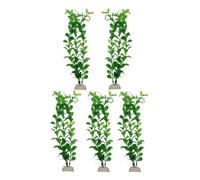 XinYangMao 5 Pack Fish Tank Decorations, Long Artificial Plastic Plants Green Color Aquarium Ornaments, Fake Water Plants Accessories for Tropical Goldfish Tank