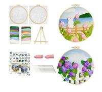 Xinyanmy 2 Pack Needle Felting Kit,Felt Painting Kit for Beginners, DIY Craft Kit with Picture Frame,Felted Fabric,Wool,Needle,Foam Pad and Instructions for Home Decoration (Tulips&Lavender)