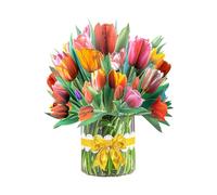 Xinyanmy 3D Colorful Paper Pop Up Bouquet Cards, Pop Up Greeting Cards for Mum, Daughter，Sister，Home Decor & Celebration Keepsake, Handcrafted Foldable Greeting Card (Tulip)