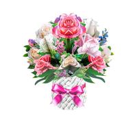 Xinyanmy 3D Colorful Paper Pop Up Bouquet Cards, Pop Up Greeting Cards for Mum, Daughter,Sister,Home Decor & Celebration Keepsake, Handcrafted Foldable Greeting Card (Rose)