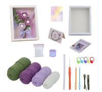 Xinyanmy Crochet Knitting Kit for Beginners, DIY Crochet Set with Display Frame, Including Crochet Hook, Yarn Balls, Needles, Knitting Kit for Mother's Day, Birthdays (Lavender)