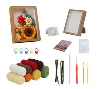 Xinyanmy Crochet Knitting Kit for Beginners, DIY Crochet Set with Display Frame, Including Crochet Hook, Yarn Balls, Needles, Knitting Kit for Mother's Day, Birthdays (Sunflower)
