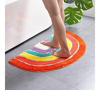 Xinyanmy Multicolour Half Round Bathroom Mat Microfiber Non-Slip Bathroom Shower Rugs can Machine Washable 50 x 80cm