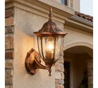 XINYASEE Antique Brass Waterproof Outdoor Wall Sconce with Clear Glass Porch Light for Front Doors, Gardens, and Patios - Weather-Resistant Outdoor Lighting (A)