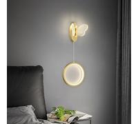 XINYASEE Bedroom Wall Lamps Creative Butterfly Lamps, (Three Light Changing Colours) Living Room Sofa Back Wall Lamps (Gold, A)