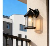 XINYASEE Black Outdoor Wall Lantern Light Fixture with Clear Glass Shade, Waterproof Exterior Porch Wall Sconce for Front Door, Patio, Garden, Cottage-Style Outdoor Lighting (BD-25)