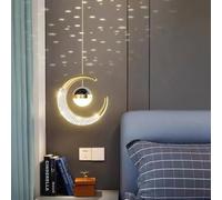 XINYASEE Creative LED Chandelier, Full Star LED Ceiling Light, Moon Chandelier, Adjustable Height Chandelier for Bedroom Kids Room, Dining Room Decorative Background Chandelier (Gold-Warm Light)