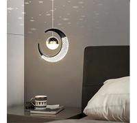 XINYASEE Creative LED Chandelier, Full Star LED Ceiling Light, Moon Chandelier, Adjustable Height Chandelier for Bedroom Kids Room, Dining Room Decorative Background Chandelier (Black-White Light)